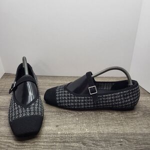 Vivaia Margot Square Toe Maryjane Flat Knit Black Grey Womens Size EU 41.5 US 10